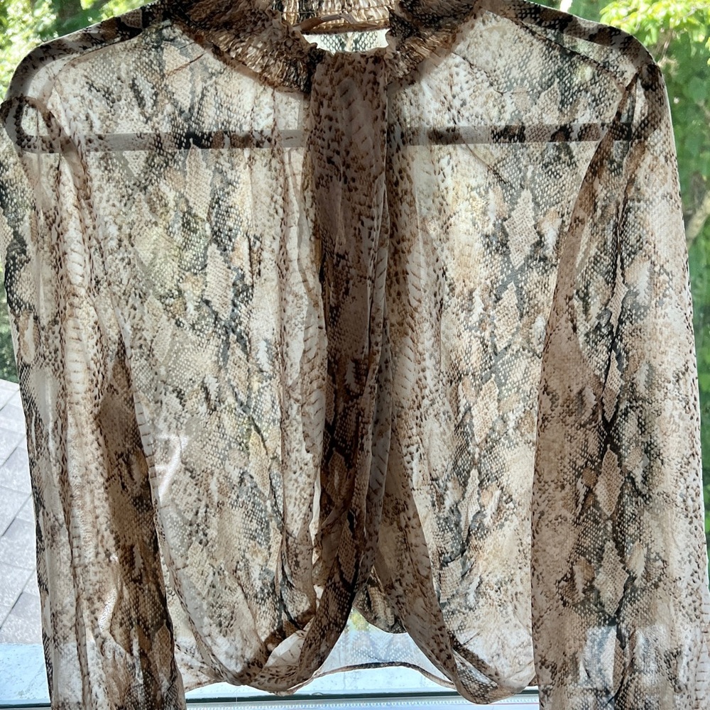 Boutique 9 Snake Print Blouse - Brown and Cream